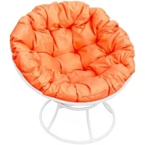 Кресло M-GROUP папасан без ротанга белое, оранжевая подушка